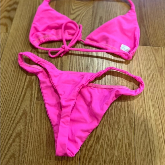 Neon Pink Bikini Triangle Top & Tango Bottom - Picture 4 of 5
